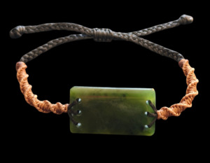 NZ Pounamu Greenstone Cord Bracelet #07H
