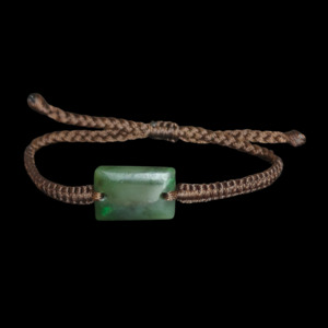 NZ Pounamu Greenstone Cord Bracelet #06