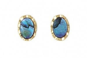 Jewellery: Paua Gold Plated Small Oval Stud Earrings - NZ Made