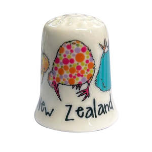 Gifts: Colourful Kiwis Ceramic Thimble
