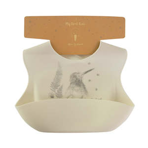 NZ Kiwi Baby Bib - Kiwiana Design - Cream