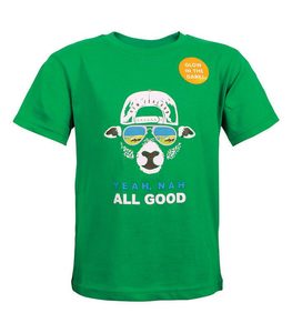 Cool Sheep Kids T-Shirt - Green Cotton Tee Sizes 2-12yr