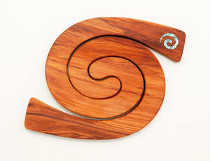 Rimu Wood 2 in 1 Tablemats with Paua Inlay - Koru