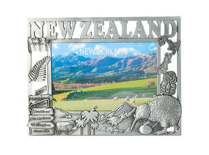 NZ Icons Metal Photo Frame - Silver - Large