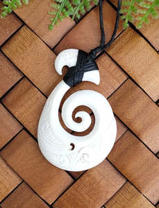 Koru Hook Bone Carving Pendant #102