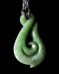 Authentic NZ Greenstone Hook Carving 44mm - #70