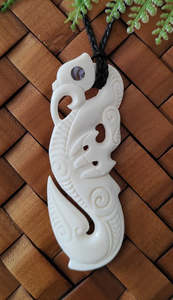 Bone Manaia Hook Carving - 48mm #002