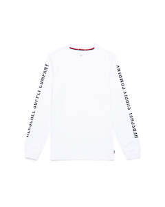 Mens Clothing: Mens Long Sleeve Tee - Classic Logo Bright White/Black Was $65 Now