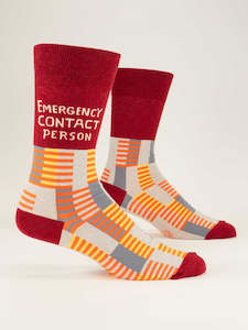 Gifts For Men: Mens Crew Socks - Emergency Contact