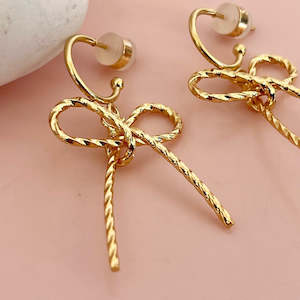 Big Textured Bow Half Hoops