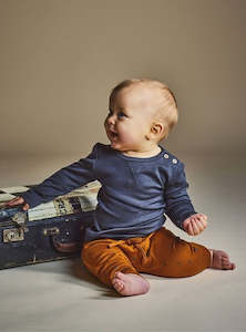 Little Flock Of Horrors: Wyatt Merino Long Sleeve Tee - Shadow