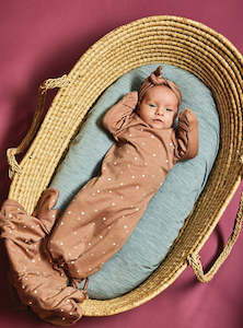 Little Flock Of Horrors: Merino Newcomers Baby Gown - Biscotti Speckle Was $75 Now