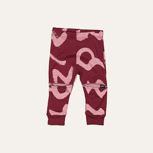 Little Flock Of Horrors: Merino Slasher Leggings - Merlot Graffiti Was $55 Now
