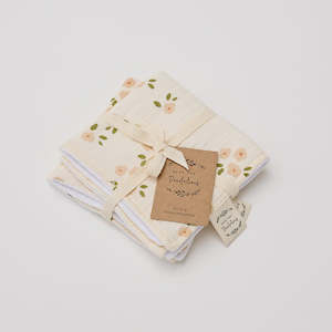 Over The Dandelions: Organic Muslin Washcloth Daisy - Set of 2