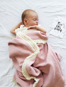 Over The Dandelions: Organic Muslin Blanket w Tassel Trim Was $80 Now