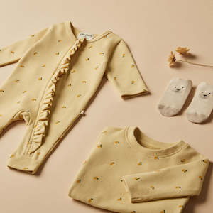 Little Lemon Organic Waffle Ruffle Zipsuit