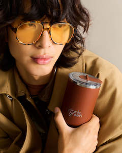 Table Kitchen: Frank Green 12oz Coffee Cup w Hinged Lid - Toffee - Limited Edition