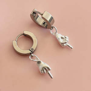 Penny Foggo: Hand Signals Middle Finger Huggie - Silver