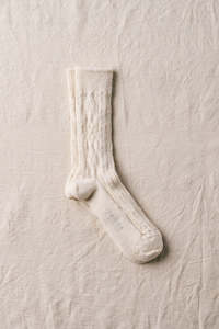 Alpacca Cable Pattern Socks - Natural