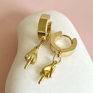 Hand Signals Middle Finger Huggie - Gold