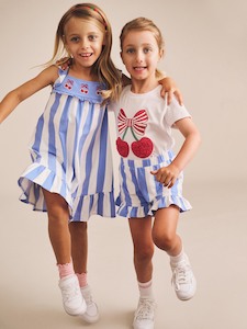 Seaside Cherry Stripe Frill Skort - Almond/Milk V2