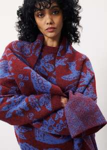 Womens Knitwear: Egenie Sweater - Flora Blue Last Sizes Was $190 Now