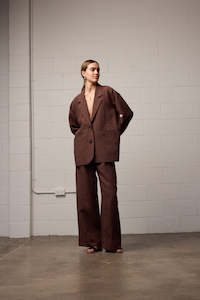 Womens Coats Jackets: Franco Blazer - Mocha Linen