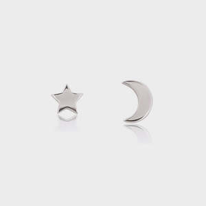 Eco Gifts: Sterling Silver Star and Moon Stud Earrings