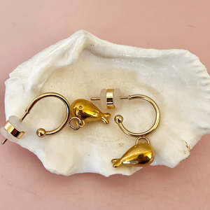 Gifts 30 50: Gold Fish Half Hoop Earrings