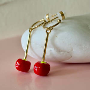 Cherry Drop Half Hoops
