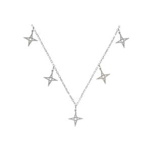 Gifts Over 100: Multi Star Necklace - Silver