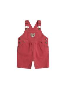 Demin Short Overalls - Chilli Red