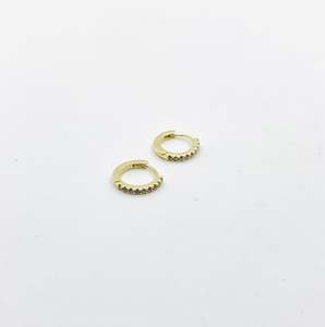 Gold Diamante Huggie Earrings - Ice Crystal