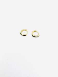 Gold Huggie - Black Gem