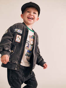 Organic Gifts: Black Knit Denim Patches Jacket