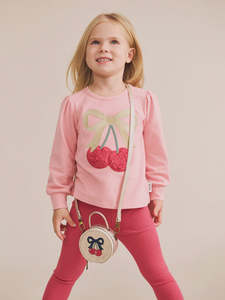 Huxbaby: Cherry Bow Puff Sleeve Top