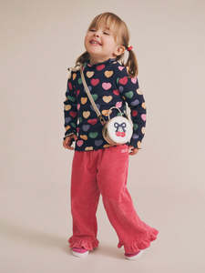 Cord Frill Hem Pant - Cherry