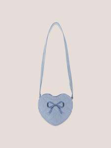 Denim Bow Heart Handbag