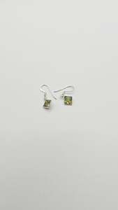 Sterling Silver Green Hook Earrings