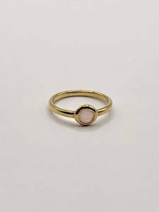 18K French Gold Round Radiant Pink CZ Ring