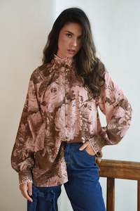 Gifts Over 100: Coop High Society Blouse - Pink & Brown