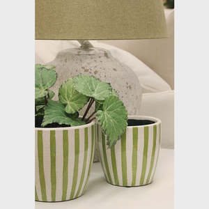 Lime Green Stripe Planters
