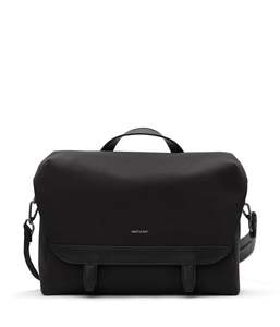 Vegan Cruelty Free Bags: Vegan Messenger - Martel Canvas Black Was $319 Now