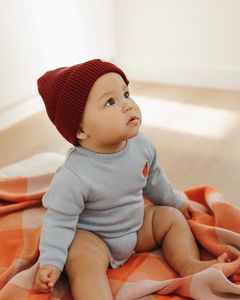 Eco Gifts: Knit Bodysuit - Sky Blue w Apple