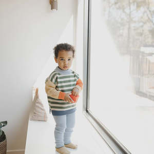 Eco Gifts: Organic Cotton Rib Knit Leggings - Sky Clover