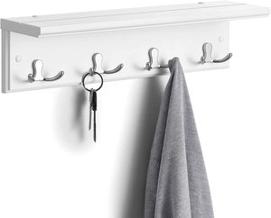 In Stock: Storage White Coat Shelf With Hooks
