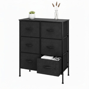 6 Drawer Storage Chest - Black