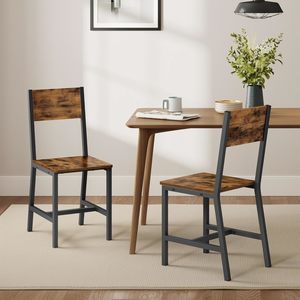 In Stock: Hudson Farmhouse Dining Chairs – Rustic Brown & Ink Black (Set of 2)