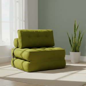 In Stock: Folding Sofa Bed / Sleeper Chair - Single (Green)