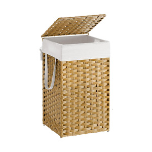 In Stock: Foldable Rattan Laundry Hamper – 65L with Lid & Removable Liner